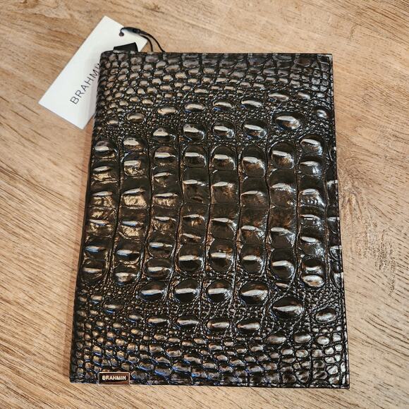 Brahmin Journal Notebook Ironwood Melbourne Leather Attached Bookmark Brown/Gray - Picture 1 of 6